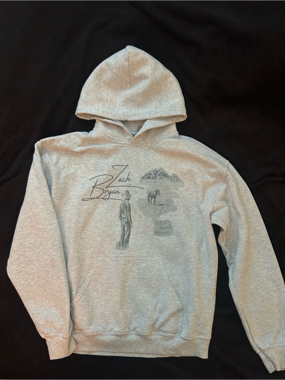 Gildan Light Gray Zach Bryan Graphic Hoodie - Men's Pullover